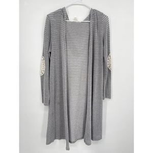 miami Long Hooded Cardigan Gray Size Medium‎